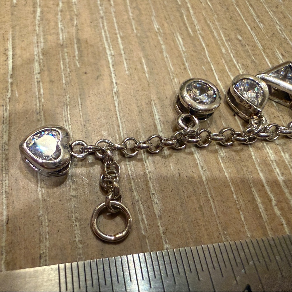 Sterling Silver CZ Charm Bracelet for small wrist - Picture 9 of 10